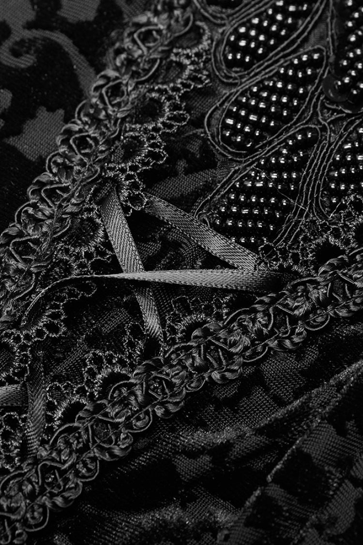 Black Jacquard Women's Gothic Leggings - Product - 7
