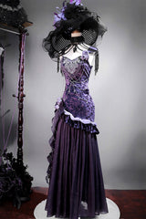 Purple [Mysterious Nocturne] Embroidery Bowknot Lace Classic Vintage Elegant Gorgeous Lolita Jsk Dress - Product - 3