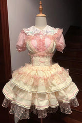 Pray for Dopamine Multi-layer Ruffle Lace Sweet Lolita Jsk Dress 5 Colors - Product - 5