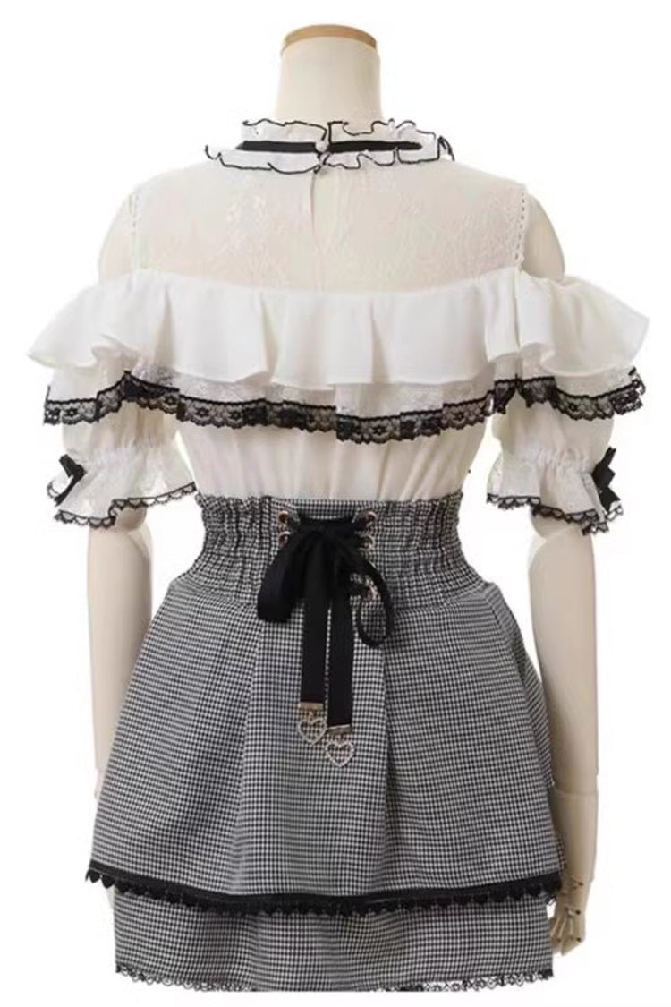 Double Bowknot Ruffle Slim Sweet Jirai Kei Skirt 3 Colors - Product - 8