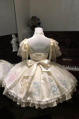 Champagne [The Twelve Zodiac Signs] Sleeveless Printed Ruffled Embroidered Bow Sweet Lolita Jsk Dress - Product - 4