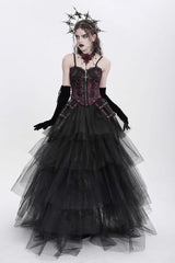 Red Sleeveless Embroidery Lace Chain Women's Gothic Vest - Product - 7