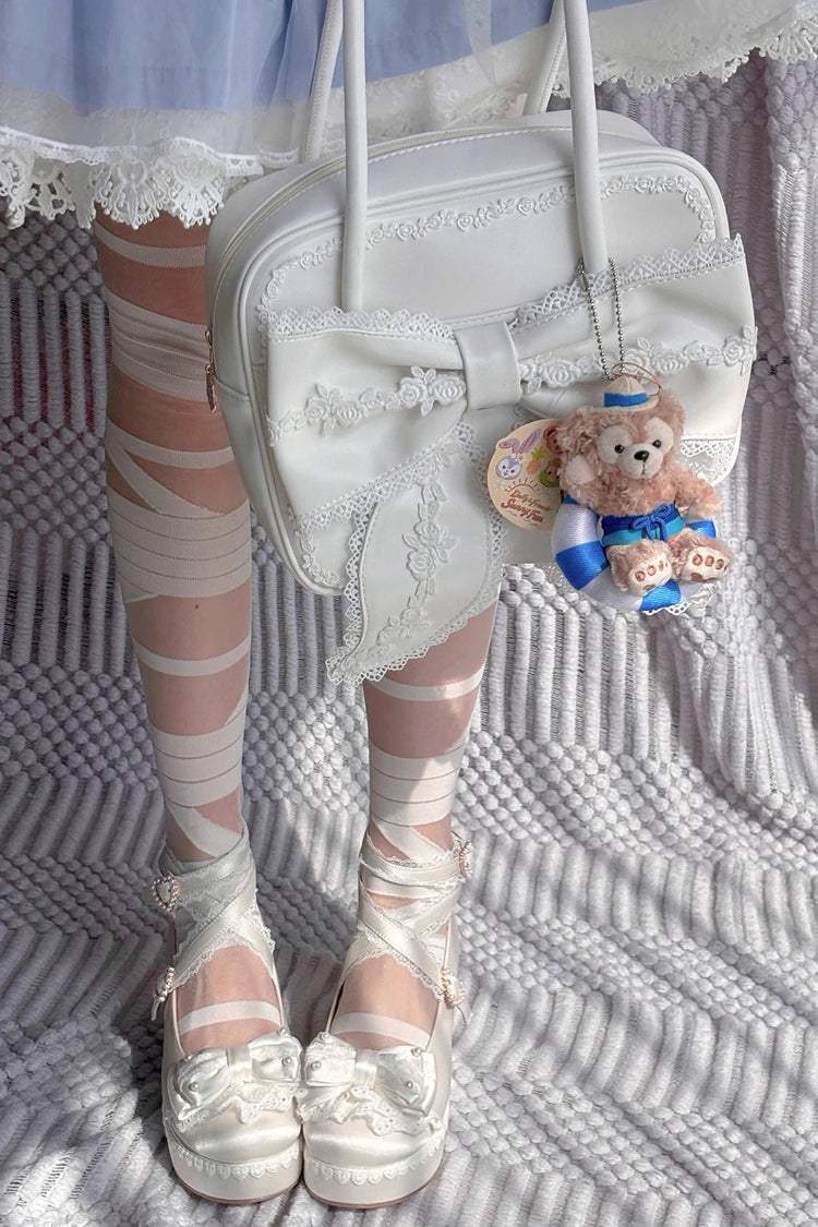 Sweet Bowknot Lace Zipper Japanese Lolita Handbag 3 Colors - Product - 11