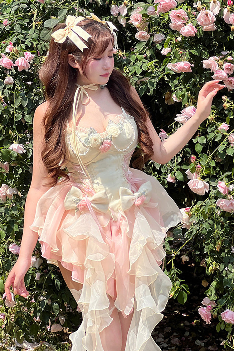Multi-Color Peach Snow Mountain Romantic Girl V Neck Sleeveless Sweet Lolita Dress - Product - 2