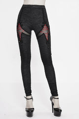 Black Gothic Laced Up Sexy Knit Leggings Womens Pants - Black - 1