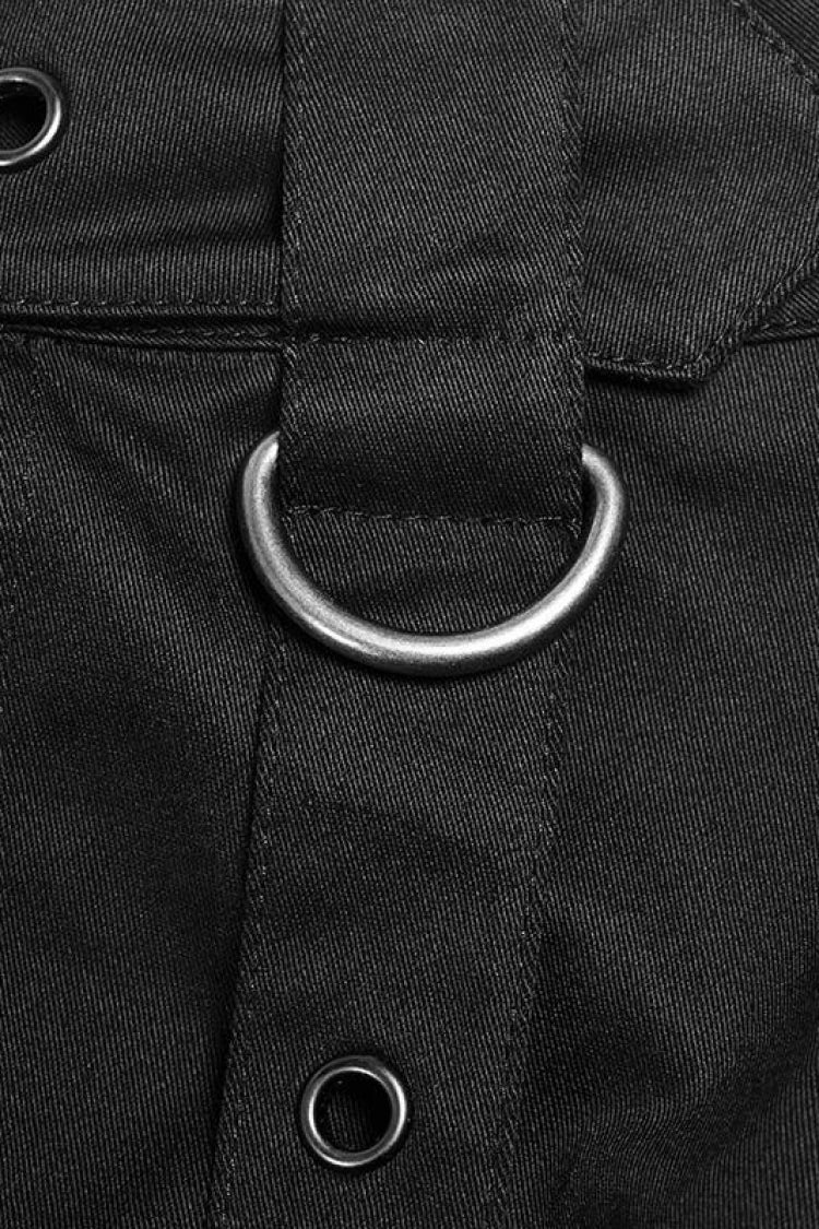 Black Metal Eyelets Detachable Women's Punk Skirt - Product - 6