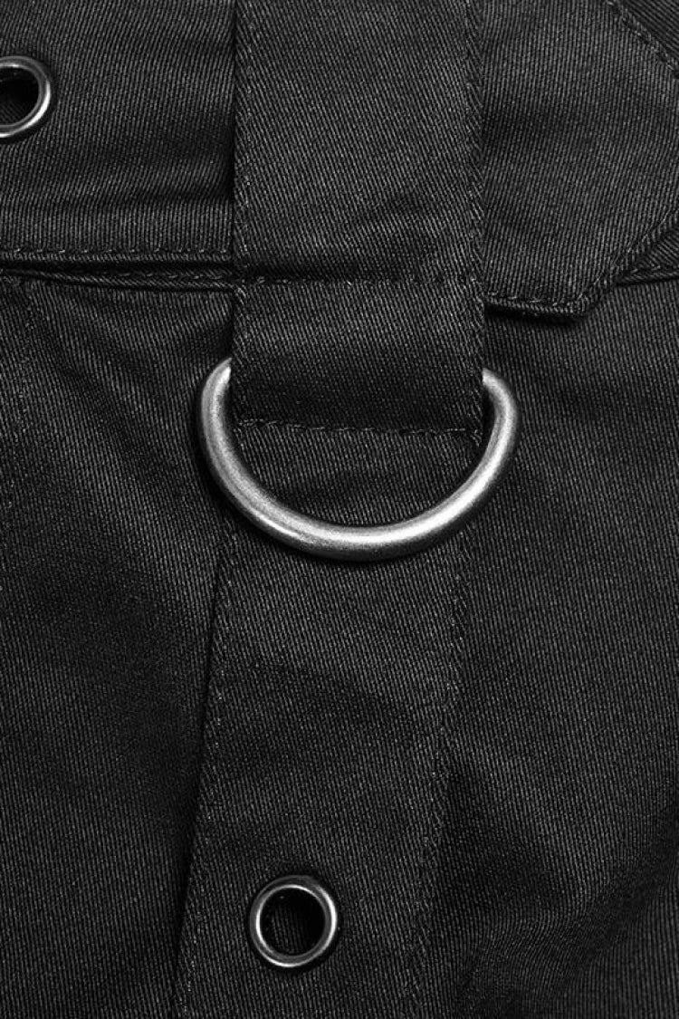 Black Metal Eyelets Detachable Women's Punk Skirt - Product - 6
