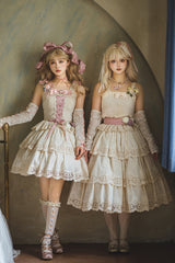 Ivory [Forest Waltz] Embroidery Bowknot Lace-Up Slim Sweet Elegant Lolita Suspender Top - Product - 6