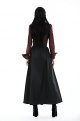 Wine Red Turn-down Collar Ruffled Long Sleeves Women's Gothic Blouse - Product - 4