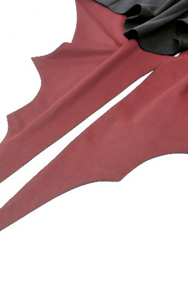 Black/Red Contrast Color Women's Gothic Ruffled Stand Collar Jabot Sleeveless Halloween Tail Dress - Product - 19