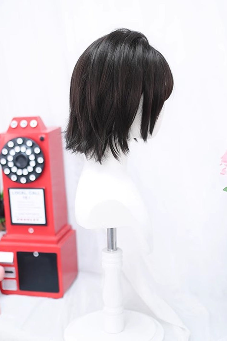 Dark Brown Light Air Bangs Lolita Short Curly Wig - Product - 3