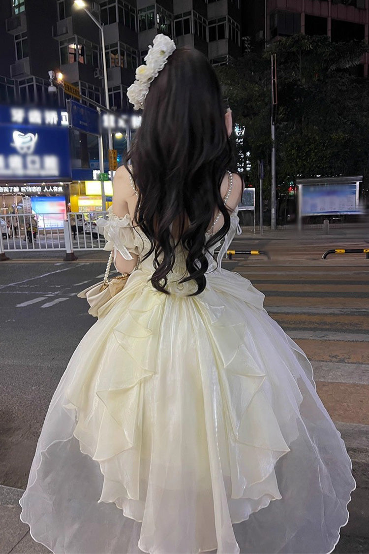 Ivory [Cindy Rose] Halterneck Sleeveless Ruffle Bowknot Sweet Elegant Lolita Jsk Dress - Product - 5