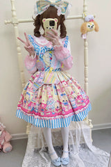 [Bunny Pastry Chef] Print Bowknot Gothic Japanese Lolita Jsk Dress 3 Colors - Product - 10
