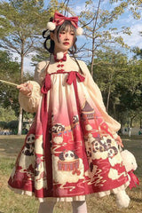 Panda Print Chinese Style Sweet Lolita OP Dress - Product - 4