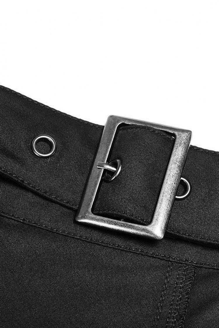 Black Metal Eyelets Detachable Women's Punk Skirt - Product - 5