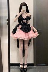 Black/Pink Multi-layer Hanayome Bowknot Fishbone Elegant Princess Sweet Lolita Jsk Dress - Product - 5