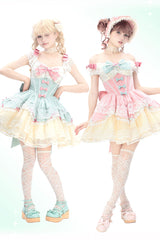 Pink [Parfait Romance] Sleeveless Ruffle Bowknot Lace Sweet Elegant Ballet Lolita Jsk Dress - Product - 2