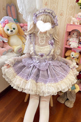 [Grape Crunchies] Sleeveless Multi-Layered Ruffled Bow Lace Sweet Lolita Strap Dress 2 Colors - Product - 6