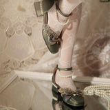 Romance Bowknot Lace Pearl Sweet Elegant Lolita Shoes 4 Colors - Product - 13