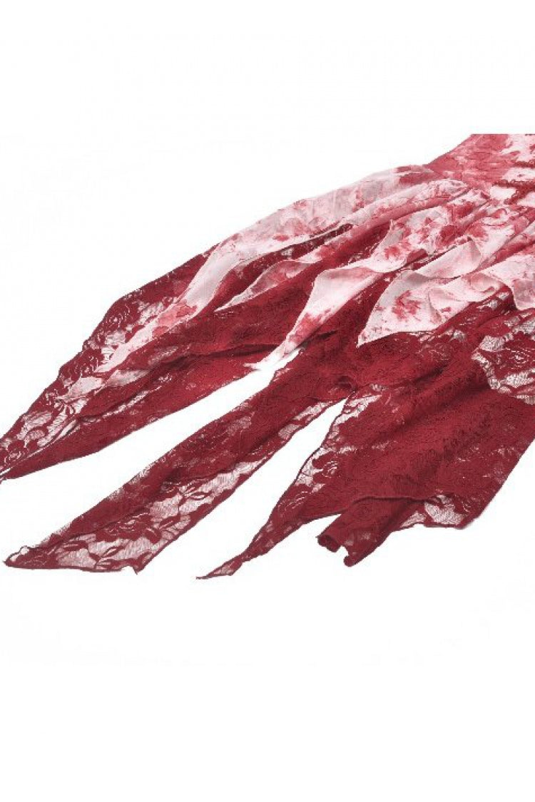 Red/White Multi-Layered Asymmetric Tie-dyed Women's Gothic Slip Dress - Product - 15