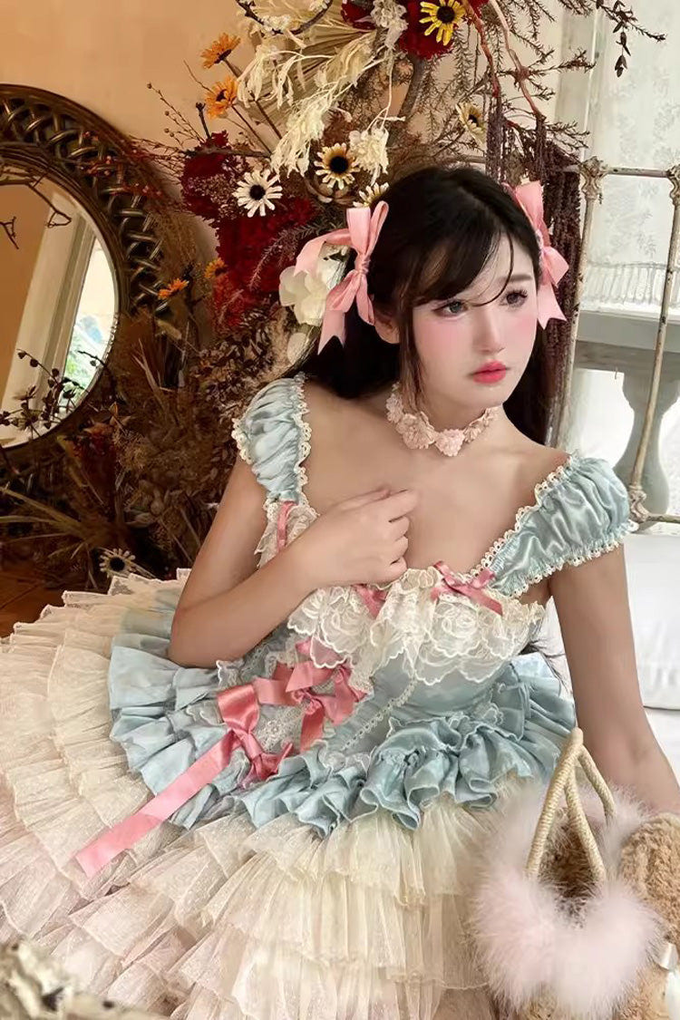 Love God Girl Romantic Ballet Style Multi-layer Ruffle Sweet Princess Lolita Dress 2 Colors - Product - 13