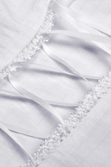 White Short Puff Sleeves Ruffled Neckline Lace Lace-Up Women's Gothic Blouse - Product - 16