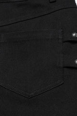 Black Studded Pleated Women's Punk Leggings - Product - 8