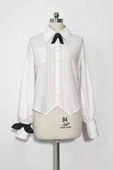 White Long Sleeves Secret Morning Paper Ouji Fashion Lolita Blouse - Product - 3