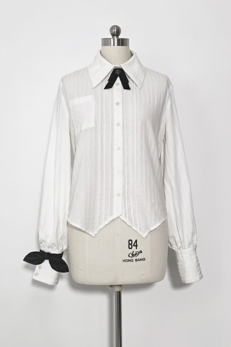 White Long Sleeves Secret Morning Paper Ouji Fashion Lolita Blouse - Product - 3