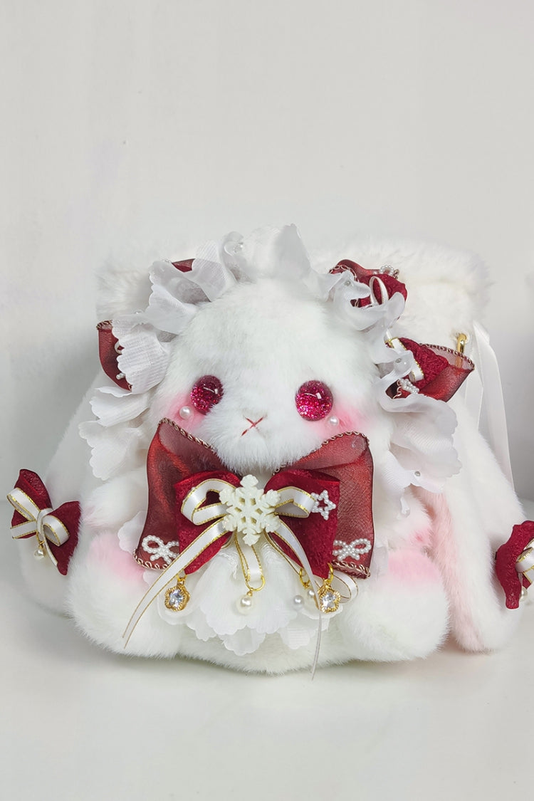 Drawstring Crossbody Bowknot Sweet Lolita Bucket Bunny Small Bag 10 Colors - Red - 4