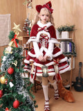 Red & White Christmas Lolita Full Set - JSK, Top & Cape front view