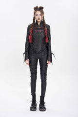 Black Pentacle Lace-Up Buckle Women's Punk Jacket - Product - 4
