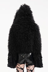 Black Long Sleeves Lace Hooded Zipper Chain Women's Gothic Jacket - Product - 2