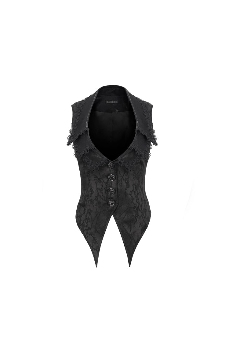 Black Plum Blossom Texture Deep V Back Rope Adjustable Women's Gothic Vest - Product - 6