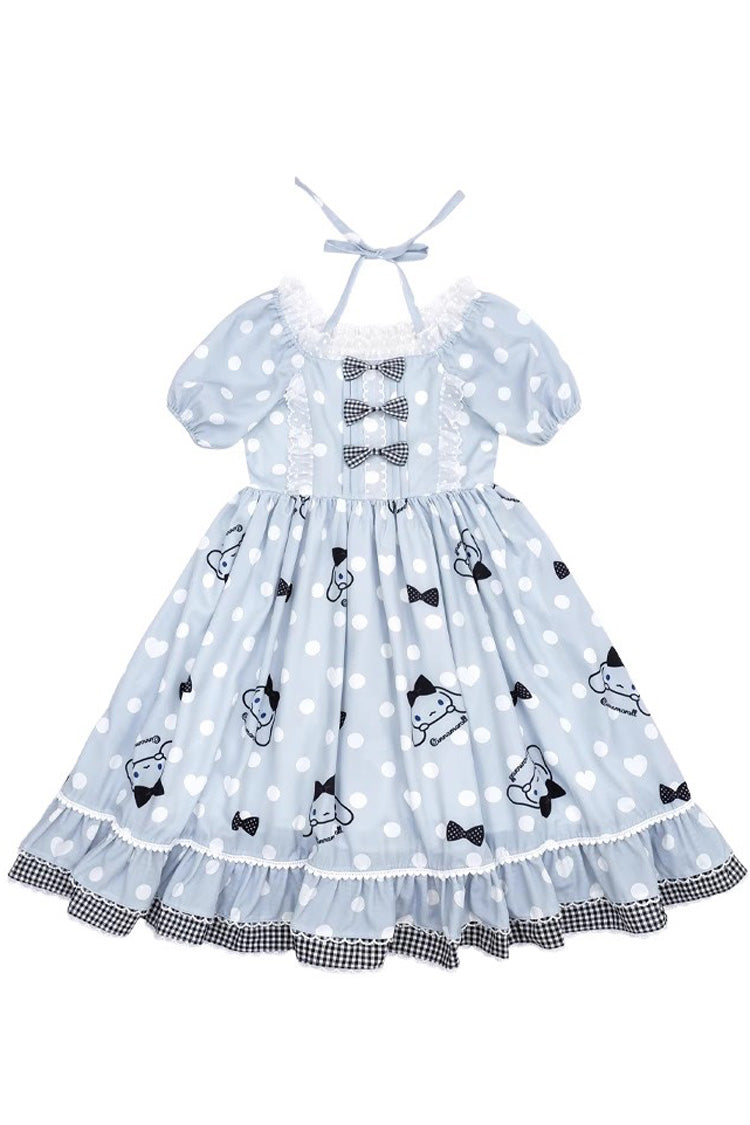 Light Blue Short Sleeves Big Eared Dog Print Ruffle Bowknot Alice Sweet Lolita Dress - Product - 3