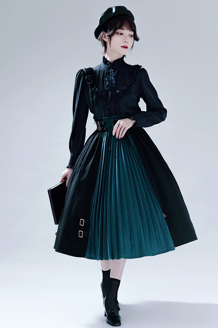 Black/Blue Dawn Keeper Lolita Skirt - Black/Blue - 1