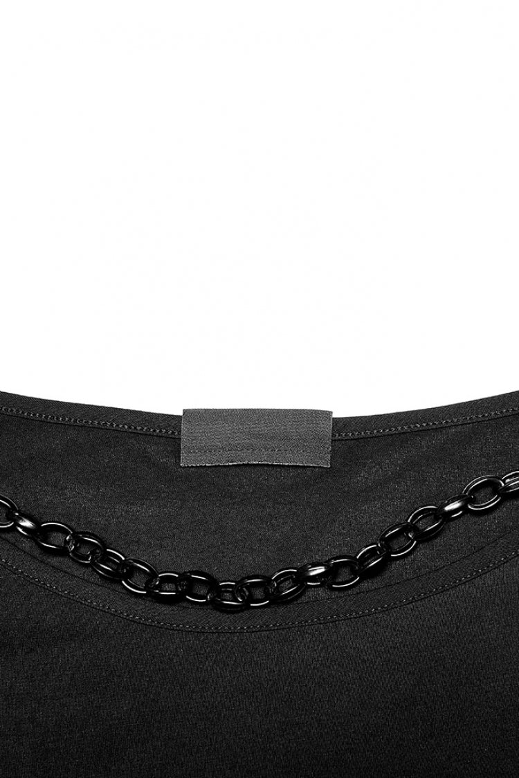 Black Detachable Plastic Chain Rock Women's Punk T-Shirt - Product - 5