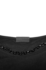 Black Detachable Plastic Chain Rock Women's Punk T-Shirt - Product - 5