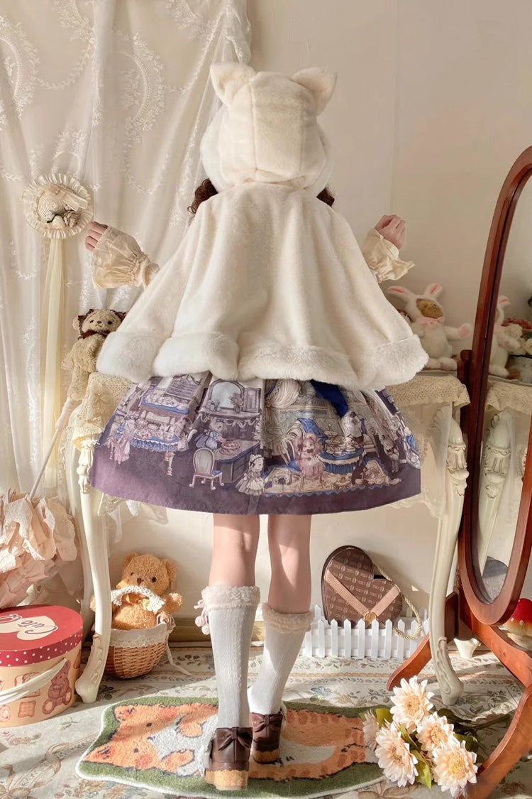 Ivory [Little Star Wish] Cat Ears Hooded Sweet Lolita Cloak Coat - Product - 6