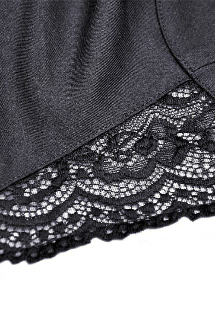 Black Sleeveless Lace-Up Layered Swallowtail Lace Women's Gothic Wedding Dress - Product - 15