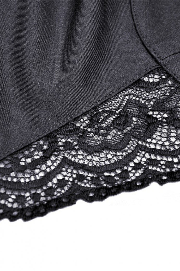 Black Sleeveless Lace-Up Layered Swallowtail Lace Women's Gothic Wedding Dress - Product - 15