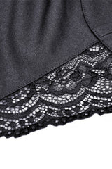 Black Sleeveless Lace-Up Layered Swallowtail Lace Women's Gothic Wedding Dress - Product - 15