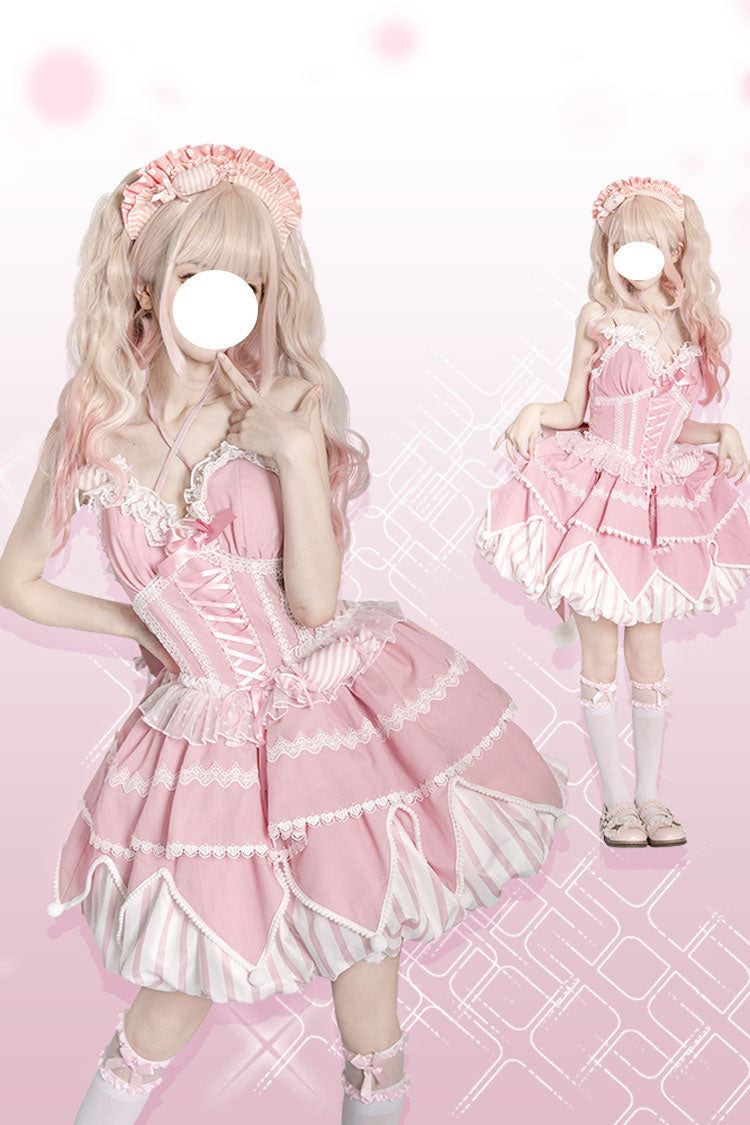 Sweetheart Gummies Sleeveless Multi-layer Bowknot Sweet Lolita Jsk Dress 3 Colors - Pink - 2