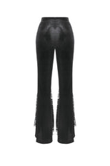 Black Women's Gothic Floral Embroidered Lace Flared Pants - Product - 14
