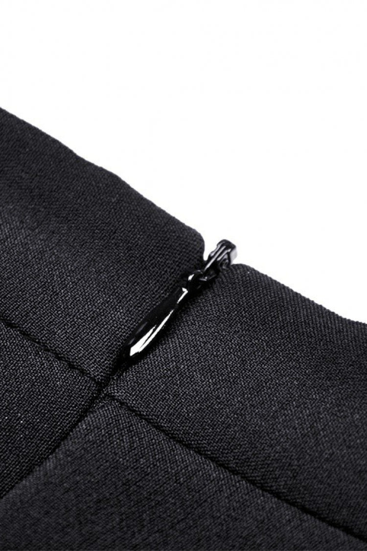 Black Double Buckled Women's Punk Pleated Skirt - Product - 14