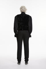 Black Embroidered Spliced Slim Men's Gothic Pants - Product - 5