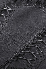 Black Off Shoulder Short Flutter Sleeves Lace-Up Lace High/Low Women's Gothic Prom Slip Dress - Product - 14