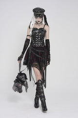 Black Lace-Up Slim Studded Zippered Women's Punk Corset - Product - 11