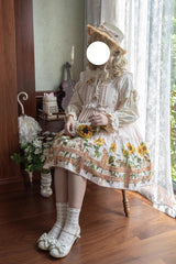 Cat and Sunflower Print Bowknot Sweet Lolita Jsk Dress 2 Colors - Product - 14