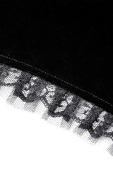 Black Long Lantern Sleeves Lace Spliced Velvet Women's Gothic Cape - Product - 20